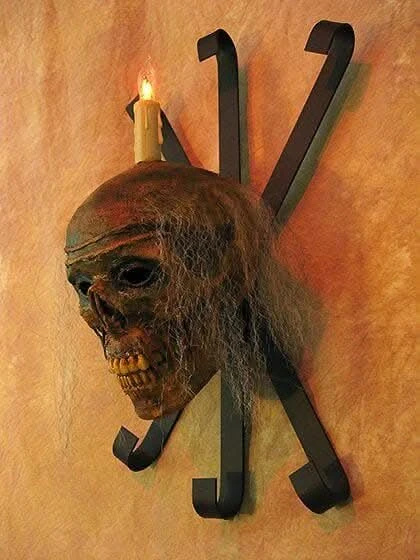 "Corpsed Head Skull Wall Sconce" Haunted House Lighting 6 "Corpsed Head Skull Wall Sconce" Haunted House Lighting - Image 4