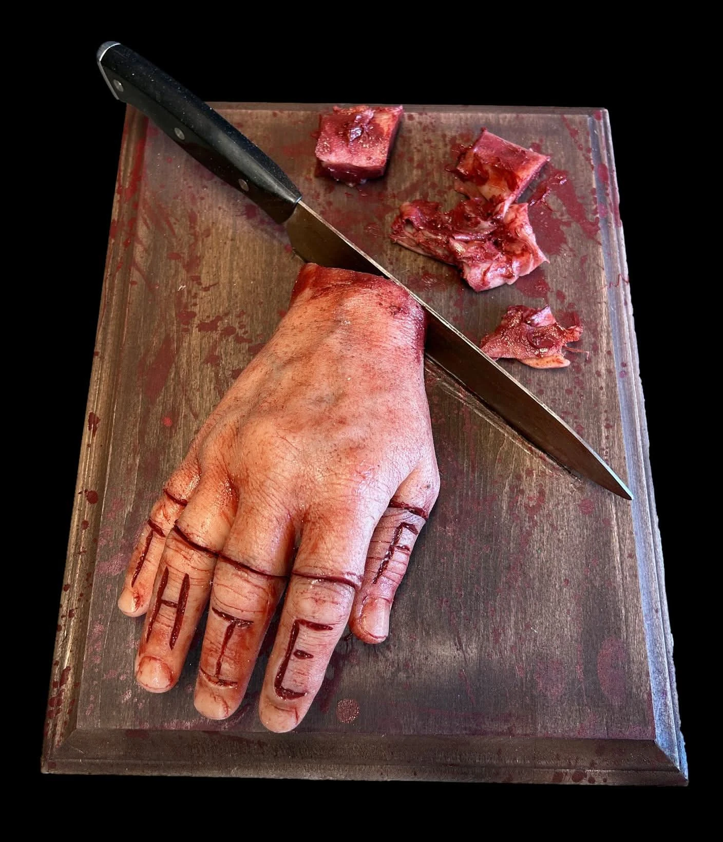 "Cutting Board With Magnetic Fingers" Human Body Part Halloween Prop 3 "Cutting Board With Magnetic Fingers" Human Body Part Halloween Prop
