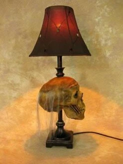 "Desk Lamp With Life-size Corpse Head And Antique Shade" Haunted House Lighting -Halloween Props Promotion desk lamp with life size corpse head and antique shade haunted house lighting 23613426881