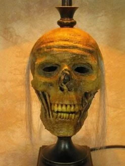 "Desk Lamp With Life-size Corpse Head And Antique Shade" Haunted House Lighting -Halloween Props Promotion desk lamp with life size corpse head and antique shade haunted house lighting 23613428481
