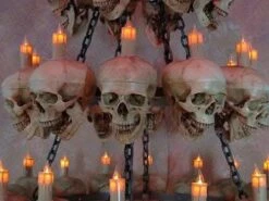 "Five-Tiered Life-Size Skull Chandelier With 60 Skulls" Haunted House Lighting -Halloween Props Promotion five tiered life size skull chandelier with 60 skulls haunted house lighting 23696488001