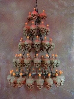 "Five-Tiered Life-Size Skull Chandelier With 60 Skulls" Haunted House Lighting -Halloween Props Promotion five tiered life size skull chandelier with 60 skulls haunted house lighting 23696488385