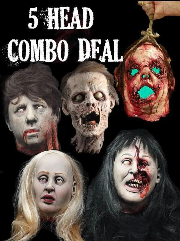 "Severed Heads Halloween Props" - 5x Package Deal 3 "Severed Heads Halloween Props" - 5x Package Deal