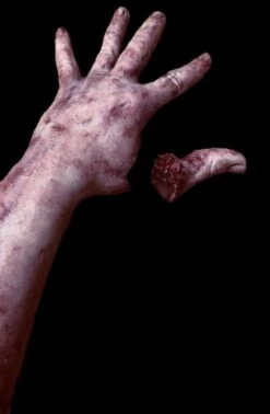 "Severed Silicone Arm With Magnetic Thumb" Bloody Body Part Halloween Prop