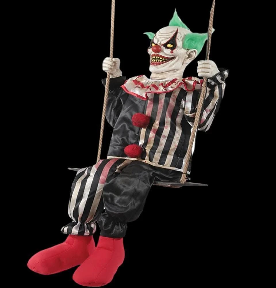 "Swinging Chuckles Clown" Electric Animated Halloween Prop 3 "Swinging Chuckles Clown" Electric Animated Halloween Prop